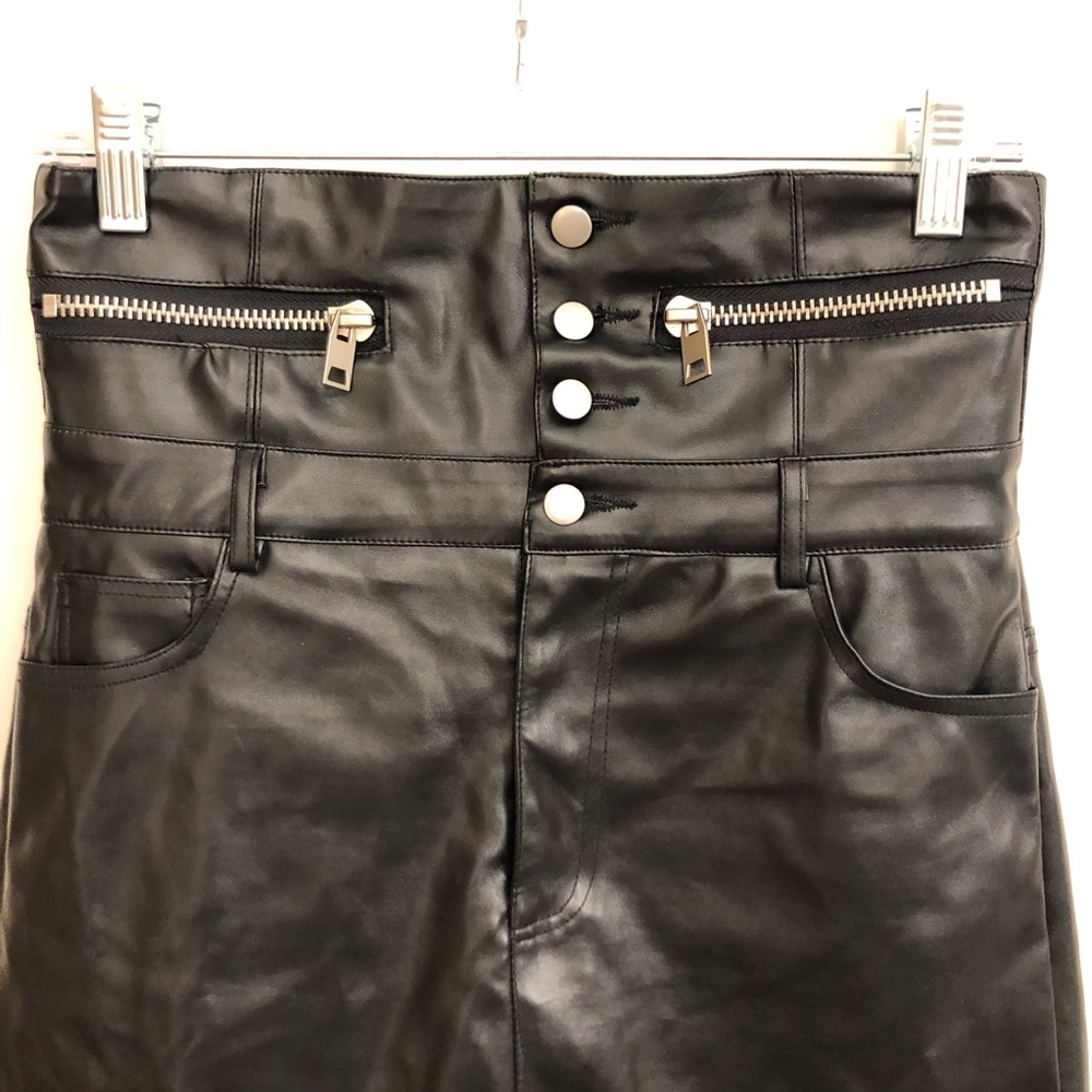 Fashion Nova Faux Leather Black Mini Skirt - Picture 3 of 5